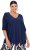 Ulla Popken Oversized 3/4 Sleeve V-Neck Sweater Navy - Mikiny & mikiny s kapucí - 