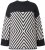 Ulla Popken Graphic Stripe Long Sleeve Turtleneck Sweater Black - Mikiny & mikiny s kapucí - 