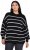 Ulla Popken Oversized Striped Balloon Sleeve Sweater Black - Mikiny & mikiny s kapucí - 