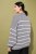 Ulla Popken Oversized Striped Balloon Sleeve Sweater Grey Melange - Mikiny & mikiny s kapucí - 
