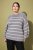 Ulla Popken Oversized Striped Balloon Sleeve Sweater Grey Melange - Mikiny & mikiny s kapucí - 
