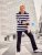 Ulla Popken Striped Polo Collar Long Sleeve Sweater Navy - Mikiny & mikiny s kapucí - 