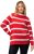 Ulla Popken Stripe Fine Knit Turtleneck Sweater Light Red - Mikiny & mikiny s kapucí - 