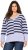 Ulla Popken Split Stripe Long Sleeve V-Neck Sweater Blue Grey - Mikiny & mikiny s kapucí - 