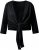 Ulla Popken Versatile Surplice Wrap Tie Hem Bolero Top Black - Trička - 