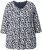 Ulla Popken Floral 3/4 Sleeve V-Neck A-Line Tee Navy - Trička - 