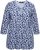 Ulla Popken Floral 3/4 Sleeve V-Neck A-Line Tee Blue - Trička - 