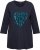 Ulla Popken Peace Love Life 3/4 Sleeve Graphic Tee Navy - Trička - 