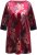 Ulla Popken Velvet Peacock Feather 3/4 Sleeve Tunic Blouse Wine Red - Trička - 