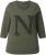 Ulla Popken Textured Lettering 3/4 Sleeve Tee Olive - Potištěná trička pro ženy - 