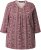Ulla Popken Mixed Pattern Stripe 3/4 Sleeve Tee Dark Cherry Red - Trička - 
