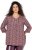 Ulla Popken Mixed Pattern Stripe 3/4 Sleeve Tee Dark Cherry Red - Trička - 