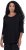 Ulla Popken Flower Epaulet 3/4 Sleeve Top Black - Potištěná trička pro ženy - 