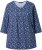 Ulla Popken Graphic Print Pleated 3/4 Sleeve Tee Blue - Trička - 