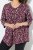 Ulla Popken Ribbon Print 3/4 Sleeve Asymmetric Tee Plum - Potištěná trička pro ženy - Dámská trička s potiskem