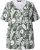 Ulla Popken Feather Print Short Sleeve V-Neck Tee Olive Grey - Potištěná trička pro ženy - 