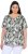 Ulla Popken Feather Print Short Sleeve V-Neck Tee Olive Grey - Potištěná trička pro ženy - 