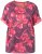 Ulla Popken Quick Drying Flower Print Short Sleeve Tee Dark Cherry - Potištěná trička pro ženy - 