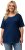 Ulla Popken Cold Dye Ruffle Edge Pocket Tee Dark Blue - Trička - 