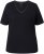 Ulla Popken Satin Trimmed Ribbed Jersey Short Sleeve T-Shirt Black - Trička - 