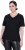 Ulla Popken Satin Trimmed Ribbed Jersey Short Sleeve T-Shirt Black - Trička - 