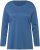 Ulla Popken Basic Round Neck Long Sleeve Slim Fit Cotton Tee Blue Denim - Trička - 