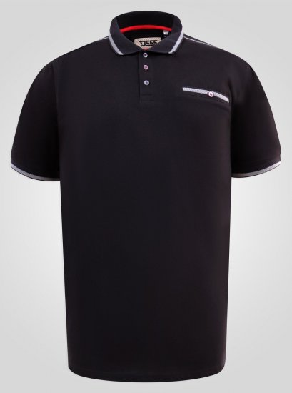 D555 Potts Jersey Polo With Jacquard Collar & Cuffs Černá - Polokošile - Polokošile 2XL-8XL - Trička s límečkem 2XL-8XL