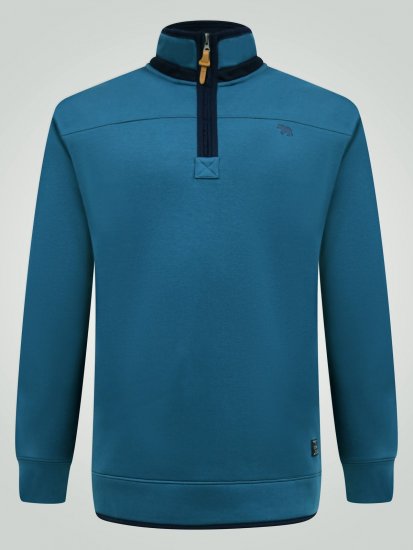 D555 Conway 1 1/4 Zip Neck Fleece Sweatshirt With Bear Logo Teal - Mikiny & mikiny s kapucí - Mikiny & Mikiny s kapucí 2XL-12XL