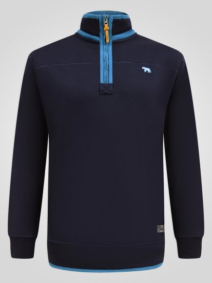 D555 Conway 2 1/4 Zip Neck Fleece Sweatshirt With Bear Logo Námořnická modrá - Mikiny & mikiny s kapucí - Mikiny & Mikiny s kapucí 2XL-12XL