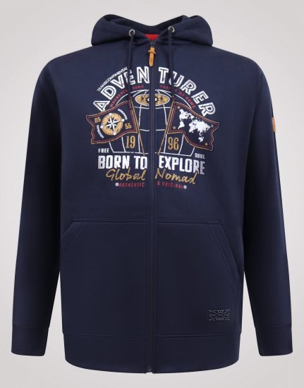 D555 Hector Adventurer Printed Zip Through Hoody Námořnická modrá - Mikiny & mikiny s kapucí - Mikiny & Mikiny s kapucí 2XL-12XL