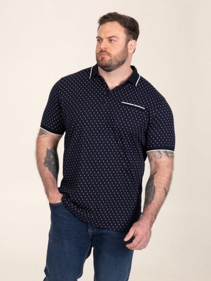 D555 Reid AOP Polo With Jacquard Collar, Pocket And Cuffs Námořnická modrá - Polokošile - Polokošile 2XL-8XL - Trička s límečkem 2XL-8XL