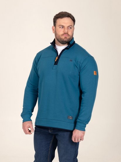 D555 Conway 1 1/4 Zip Neck Fleece Sweatshirt With Bear Logo Teal - Mikiny & mikiny s kapucí - Mikiny & Mikiny s kapucí 2XL-12XL