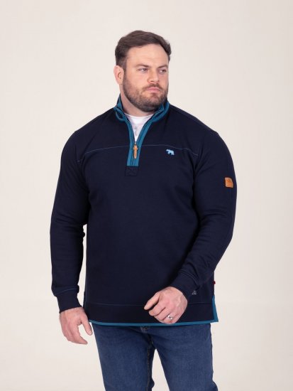 D555 Conway 2 1/4 Zip Neck Fleece Sweatshirt With Bear Logo Námořnická modrá - Mikiny & mikiny s kapucí - Mikiny & Mikiny s kapucí 2XL-12XL