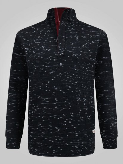 D555 Chandler Reno 1/4 Zip Neck Sweatshirt With Bear Logo Černá - Mikiny & mikiny s kapucí - Mikiny & Mikiny s kapucí 2XL-12XL