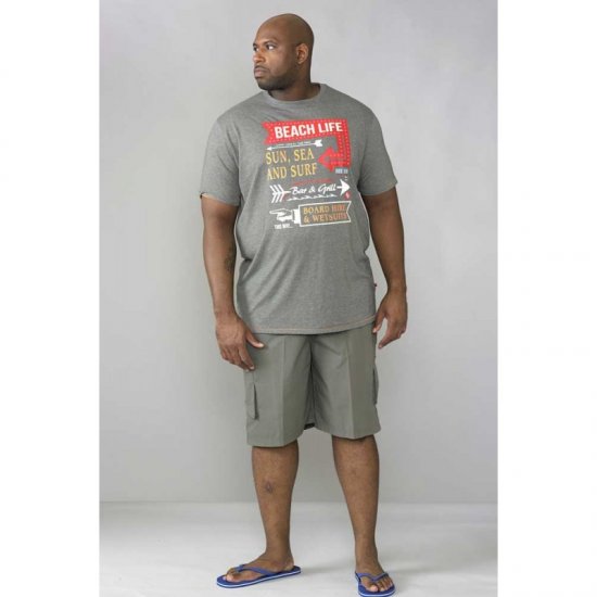 D555 Kennedy T-shirt Khaki Marl - Trička - Trička nadměrné velikosti - 2XL-14XL