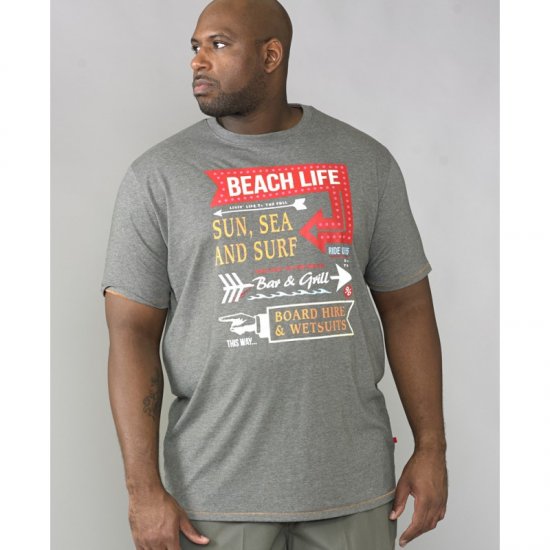 D555 Kennedy T-shirt Khaki Marl - Trička - Trička nadměrné velikosti - 2XL-14XL