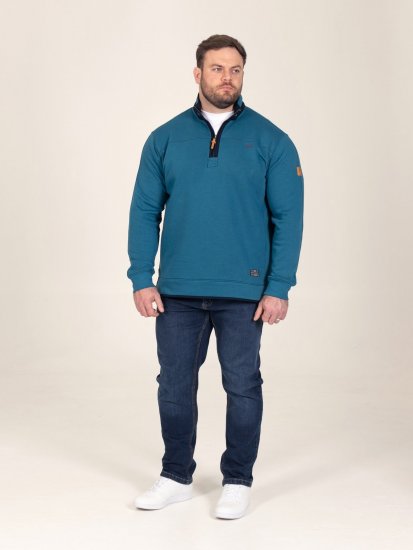 D555 Conway 1 1/4 Zip Neck Fleece Sweatshirt With Bear Logo Teal - Mikiny & mikiny s kapucí - Mikiny & Mikiny s kapucí 2XL-12XL