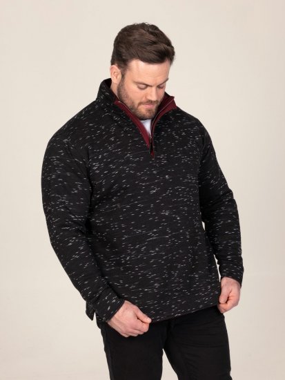 D555 Chandler Reno 1/4 Zip Neck Sweatshirt With Bear Logo Černá - Mikiny & mikiny s kapucí - Mikiny & Mikiny s kapucí 2XL-12XL
