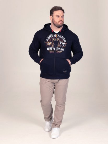 D555 Hector Adventurer Printed Zip Through Hoody Námořnická modrá - Mikiny & mikiny s kapucí - Mikiny & Mikiny s kapucí 2XL-12XL