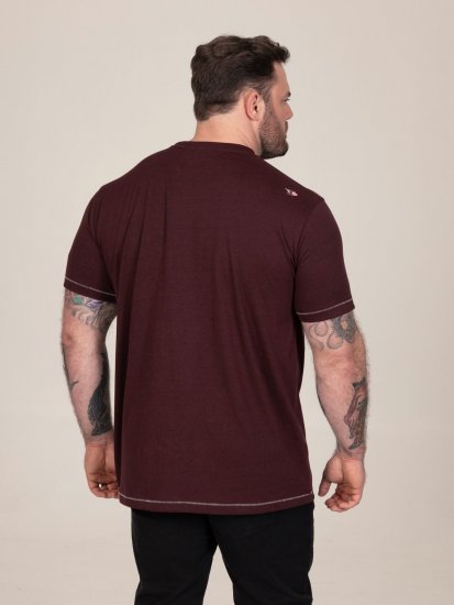 D555 Baldwin Grumpy Old Man Club Print Crew Neck T-shirt Burgundy/ Black Twist - Trička - Trička nadměrné velikosti - 2XL-14XL