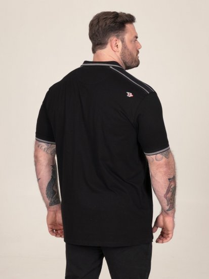D555 Potts Jersey Polo With Jacquard Collar & Cuffs Černá - Polokošile - Polokošile 2XL-8XL - Trička s límečkem 2XL-8XL