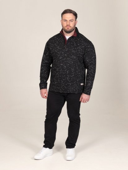 D555 Chandler Reno 1/4 Zip Neck Sweatshirt With Bear Logo Černá - Mikiny & mikiny s kapucí - Mikiny & Mikiny s kapucí 2XL-12XL