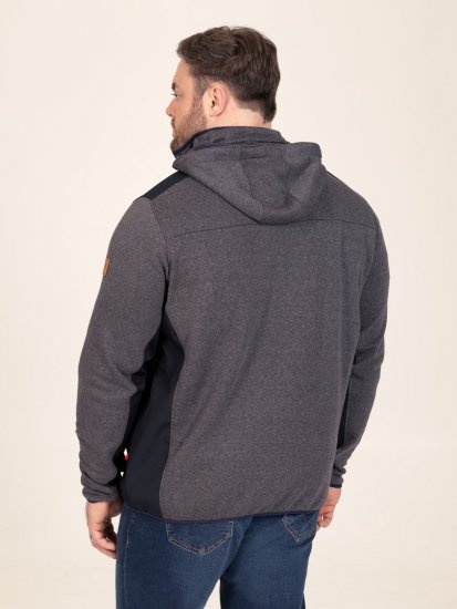 D555 Conrad Detachable Hood Bonded Fleece Zip Through Hoody TALL Námořnická modrá - TALL mikiny - TALL mikiny pro vysoké muže