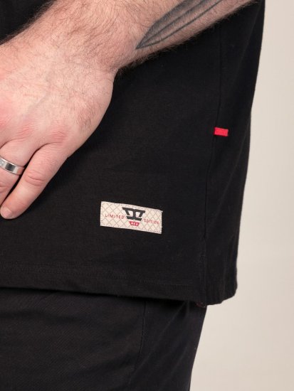 D555 Potts Jersey Polo With Jacquard Collar & Cuffs Černá - Polokošile - Polokošile 2XL-8XL - Trička s límečkem 2XL-8XL