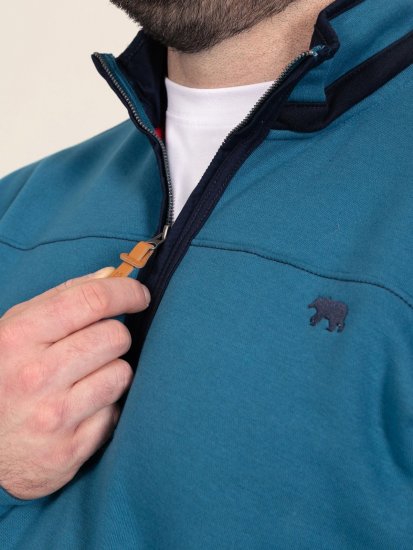 D555 Conway 1 1/4 Zip Neck Fleece Sweatshirt With Bear Logo Teal - Mikiny & mikiny s kapucí - Mikiny & Mikiny s kapucí 2XL-12XL