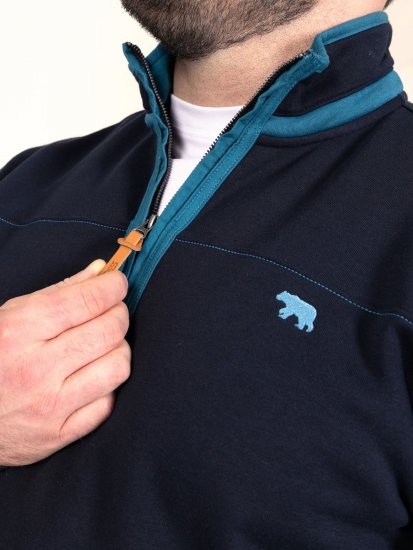 D555 Conway 2 1/4 Zip Neck Fleece Sweatshirt With Bear Logo Námořnická modrá - Mikiny & mikiny s kapucí - Mikiny & Mikiny s kapucí 2XL-12XL