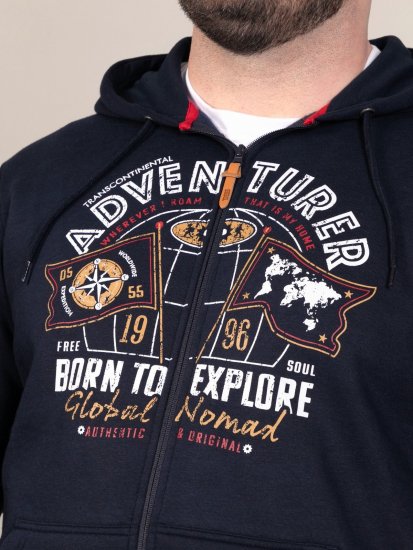 D555 Hector Adventurer Printed Zip Through Hoody Námořnická modrá - Mikiny & mikiny s kapucí - Mikiny & Mikiny s kapucí 2XL-12XL