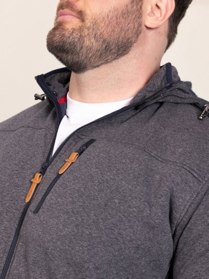D555 Conrad Detachable Hood Bonded Fleece Zip Through Hoody TALL Námořnická modrá - TALL mikiny - TALL mikiny pro vysoké muže