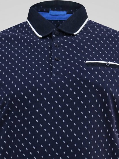 D555 Reid AOP Polo With Jacquard Collar, Pocket And Cuffs Námořnická modrá - Polokošile - Polokošile 2XL-8XL - Trička s límečkem 2XL-8XL
