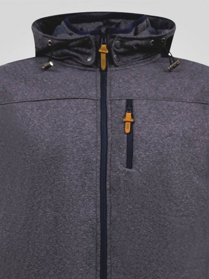 D555 Conrad Detachable Hood Bonded Fleece Zip Through Hoody TALL Námořnická modrá - TALL mikiny - TALL mikiny pro vysoké muže